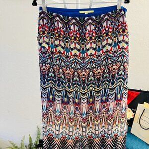 Gianni Bini High Rise Maxi Slit Skirt Waist Patterned Size 10